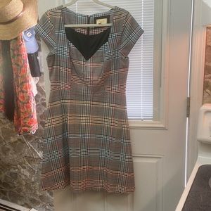 Anthropologie plaid cap sleeve midi dress